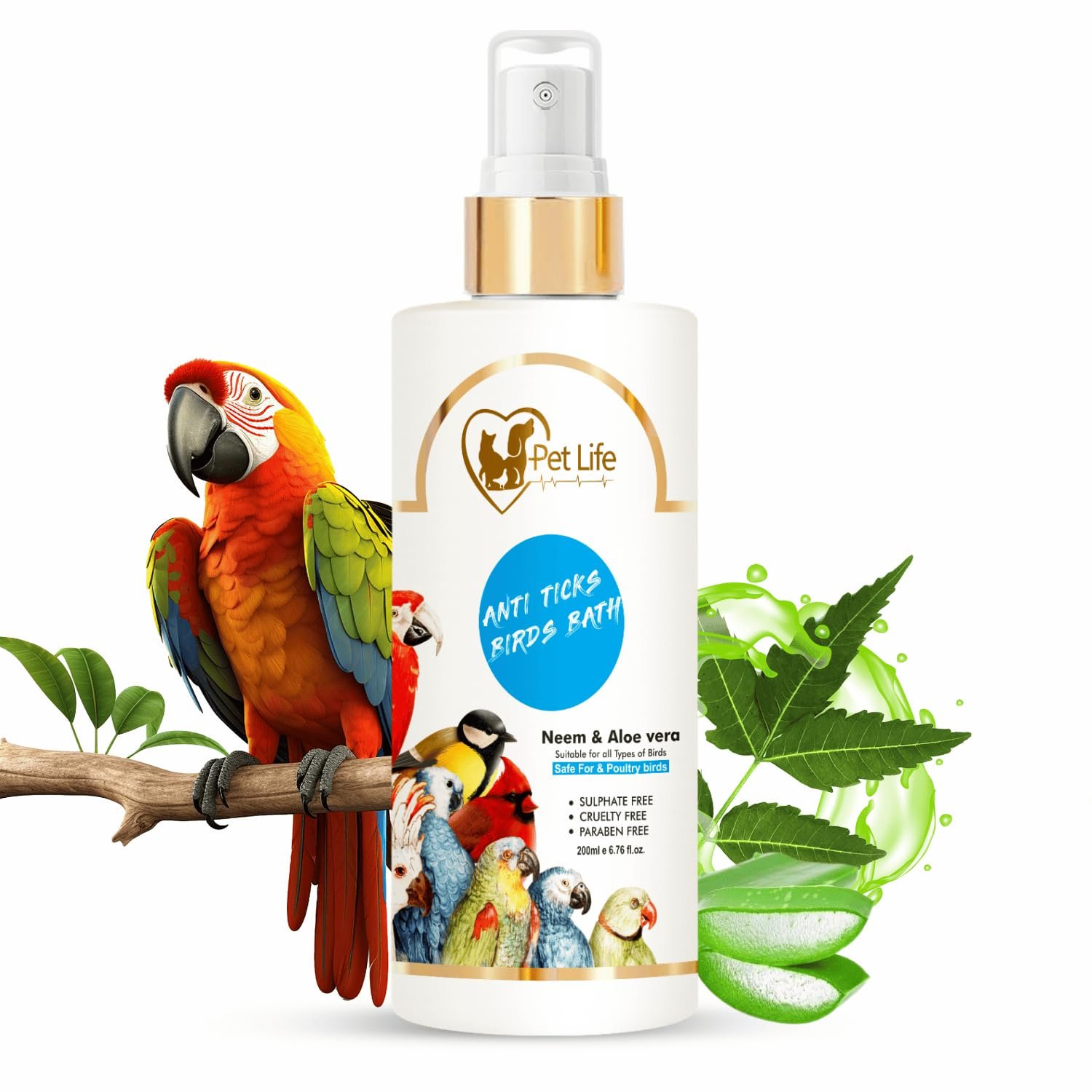 PETLIFE Organic & Ayurvedic Anti Ticks Birds Bath Dry/Waterless/Spray for Poultry Birds, Parrots, Chick, Hen, Pigeon, Duck -N