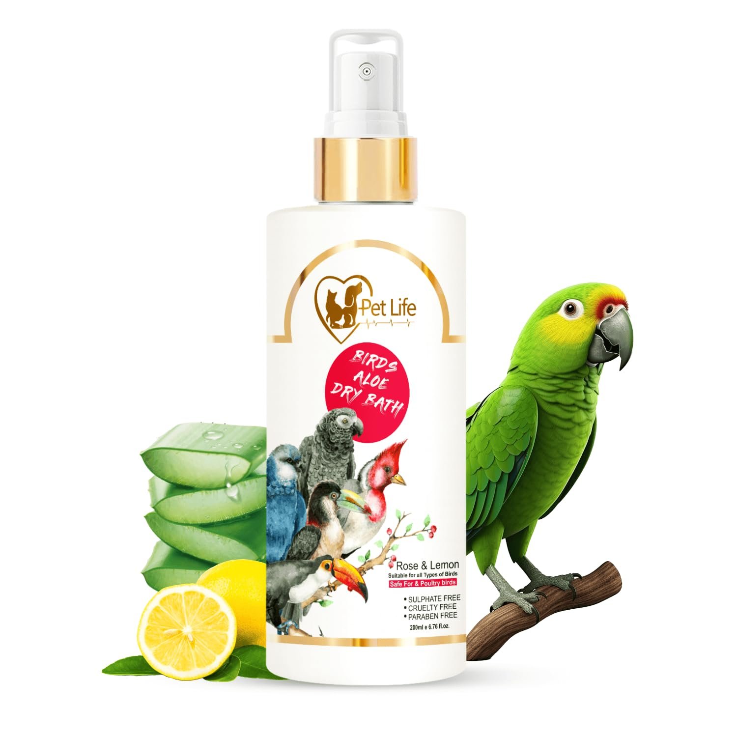 PETLIFE Organic & Ayurvedic Birds Aloe Dry Bath Shampoo Dry/Spray For Poultry Birds, Parrots, Chick, Hen, Pigeon, Duck- Natur