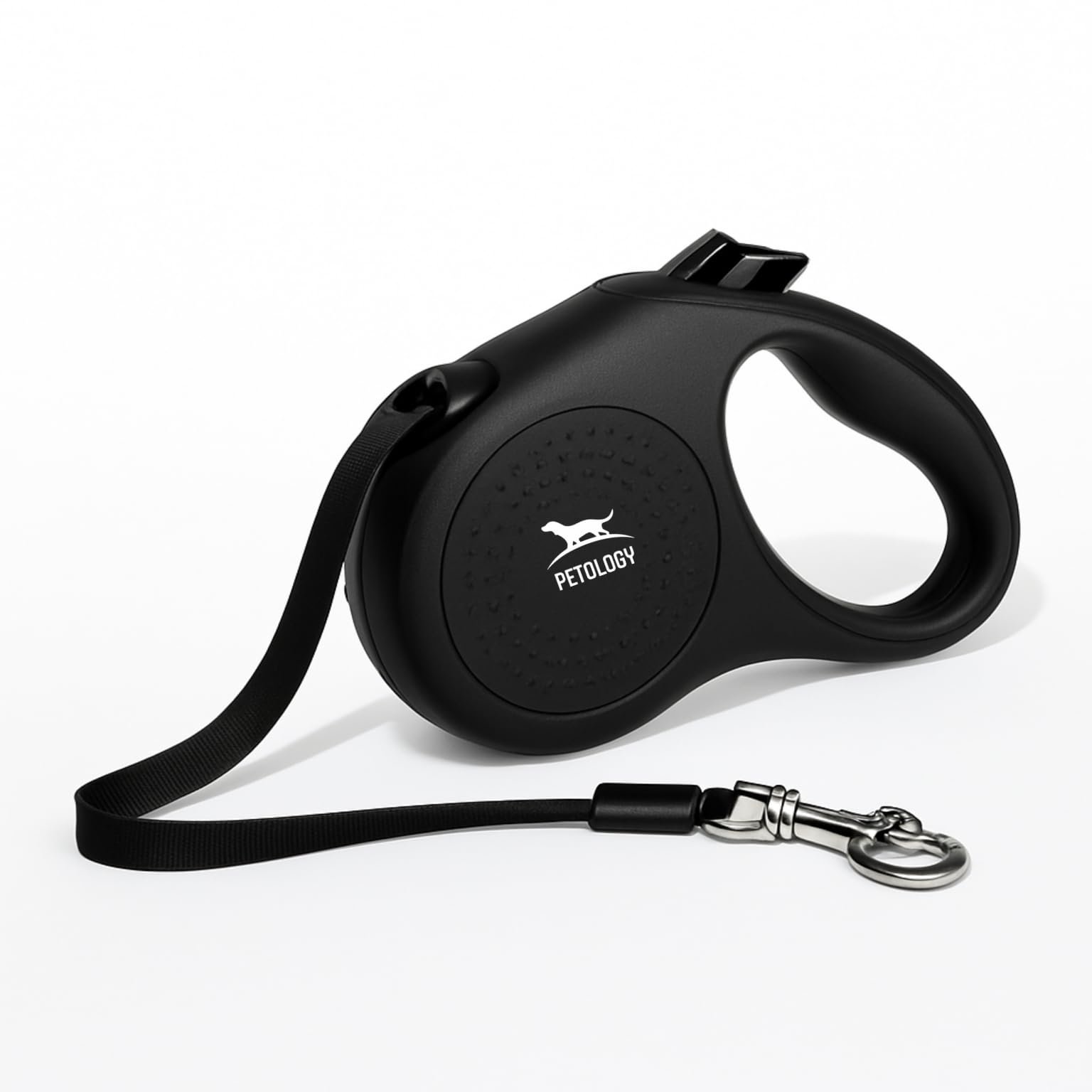 Petology Retractable Dog Leash | 5 Meter (16ft) Nylon Tape | for Dogs Upto 50kgs | Heavy Duty Rope, 360° Tangle-Free, One-Han