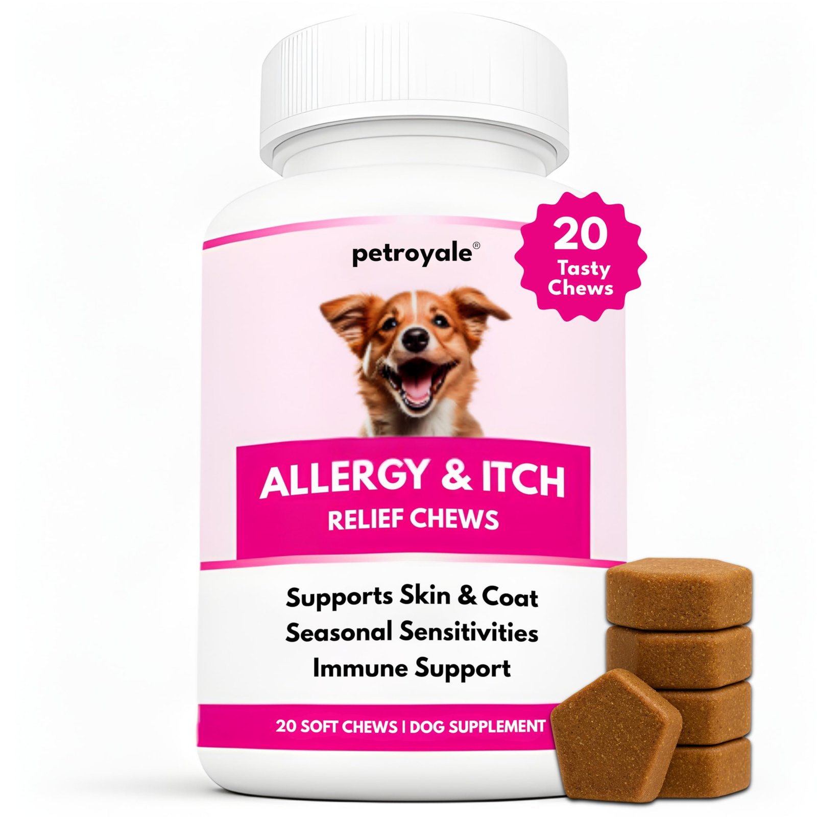 Petroyale Allergy & Itch Chews for Dogs | Anti-Allergy & Anti-itching Supplement - Relief from Allergies, Hot Spots, Dry Skin
