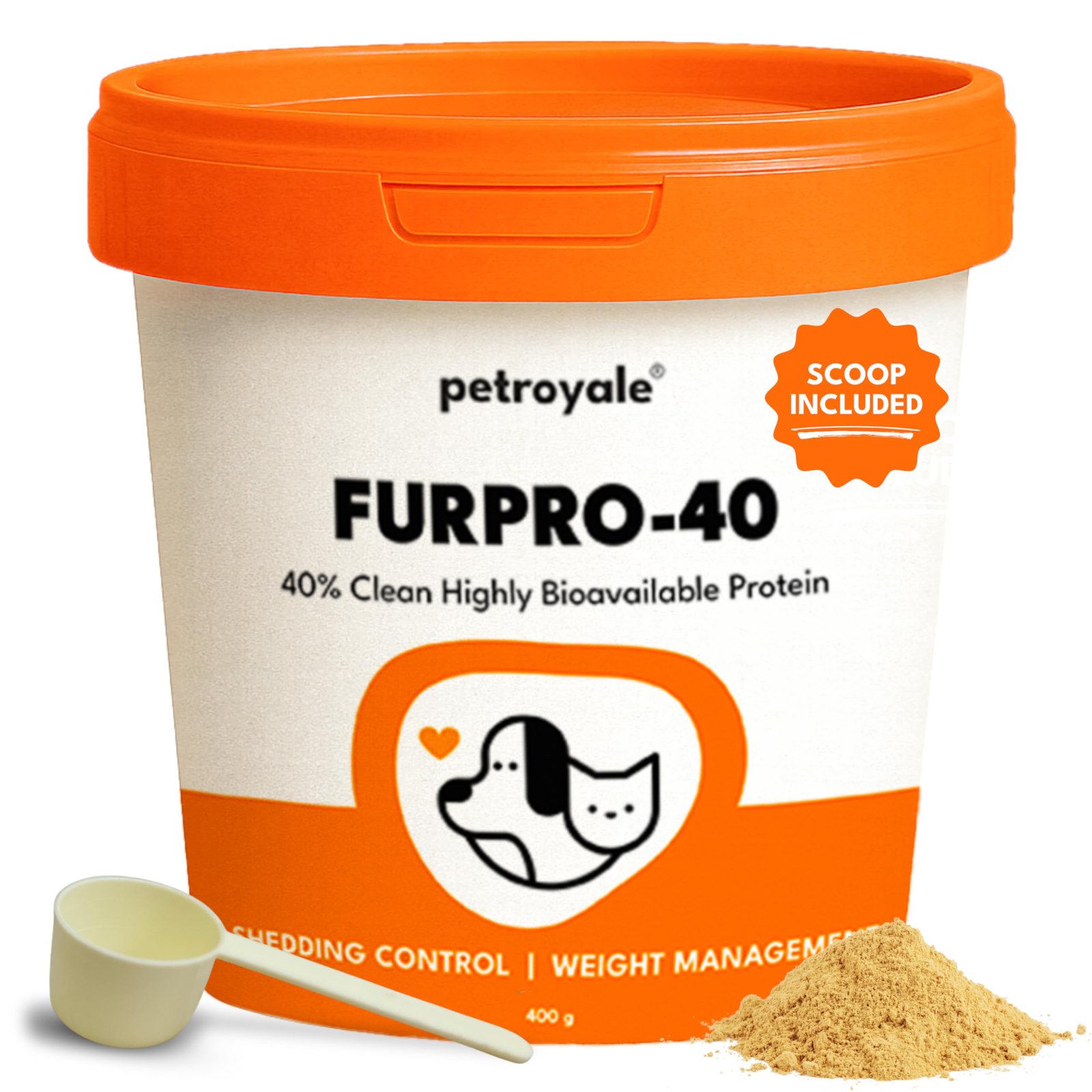 Petroyale Furpro-40 Dogs Protein Powder Supplement - Dog Skin & Coat + Hair Fall Control Supplement- Omega 3 6 9 for Dogs & C