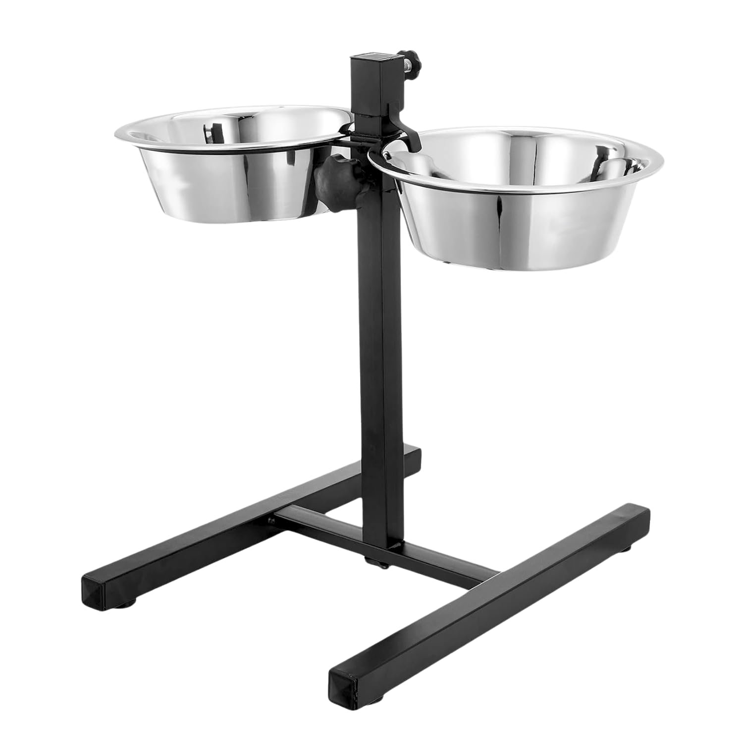 PETS EMPIRE Adjustable Pets Bowl Elevated Double Diner Dog Bowls (900 ml x 2) | H-Base Stand with Stainless Steel Removable B