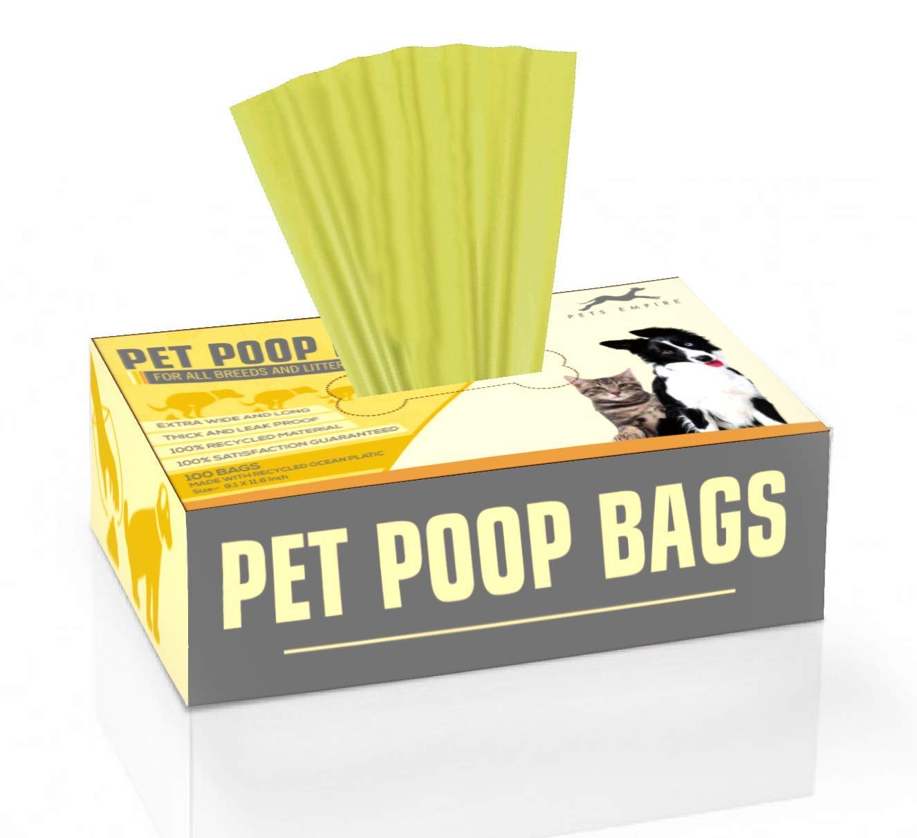 Pets Empire Pet Waste Bags Dog Poop Bags Unscented Biodegradable Dog Paw Prints (Color May Vary) (9.1 x 11.6 Inch (100 Bags)