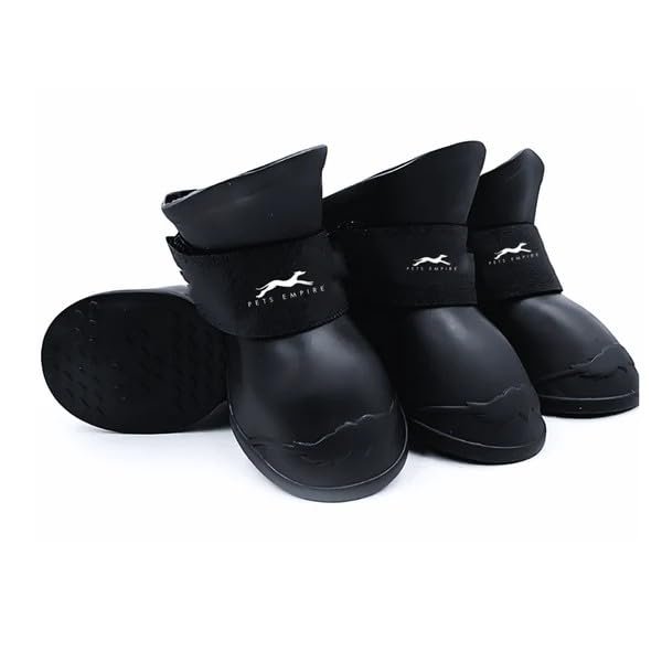 Pets Empire Waterproof Silicone Dog Shoes (Black) | Anti-Slip, Weatherproof Paw Protection for Dogs (X-Large)