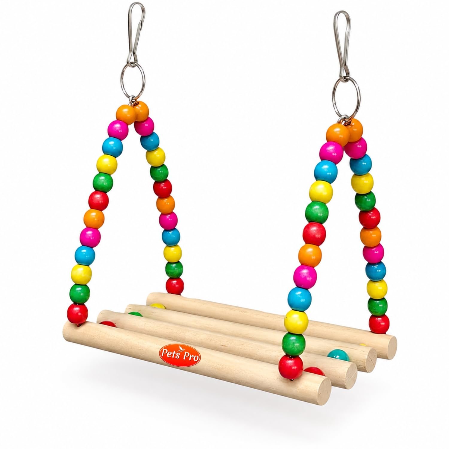 PETS PRO Wooden Toy for Birds Swings for Birds Colour Full Chain Swing, Pet, Bird, Parrot, Parakeet Budgies (Pack of 1)