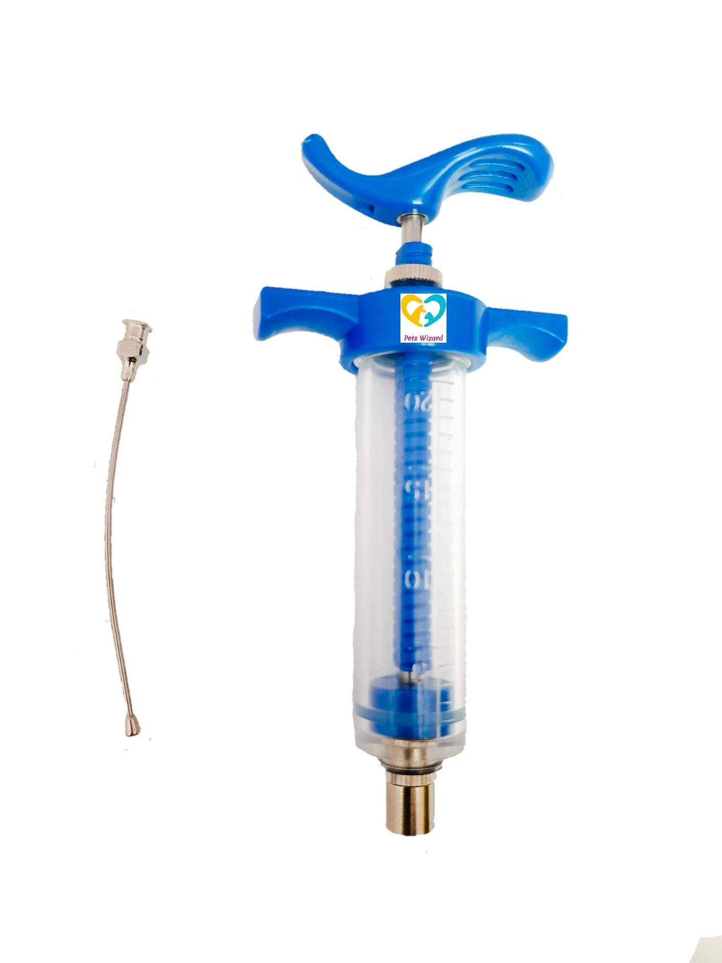 Pets Wizard - Hand Feeding Syringe with Stainless Steel Needle for Birds (Love Birds & Budgies) (20 ML Syringe with 16 G Need