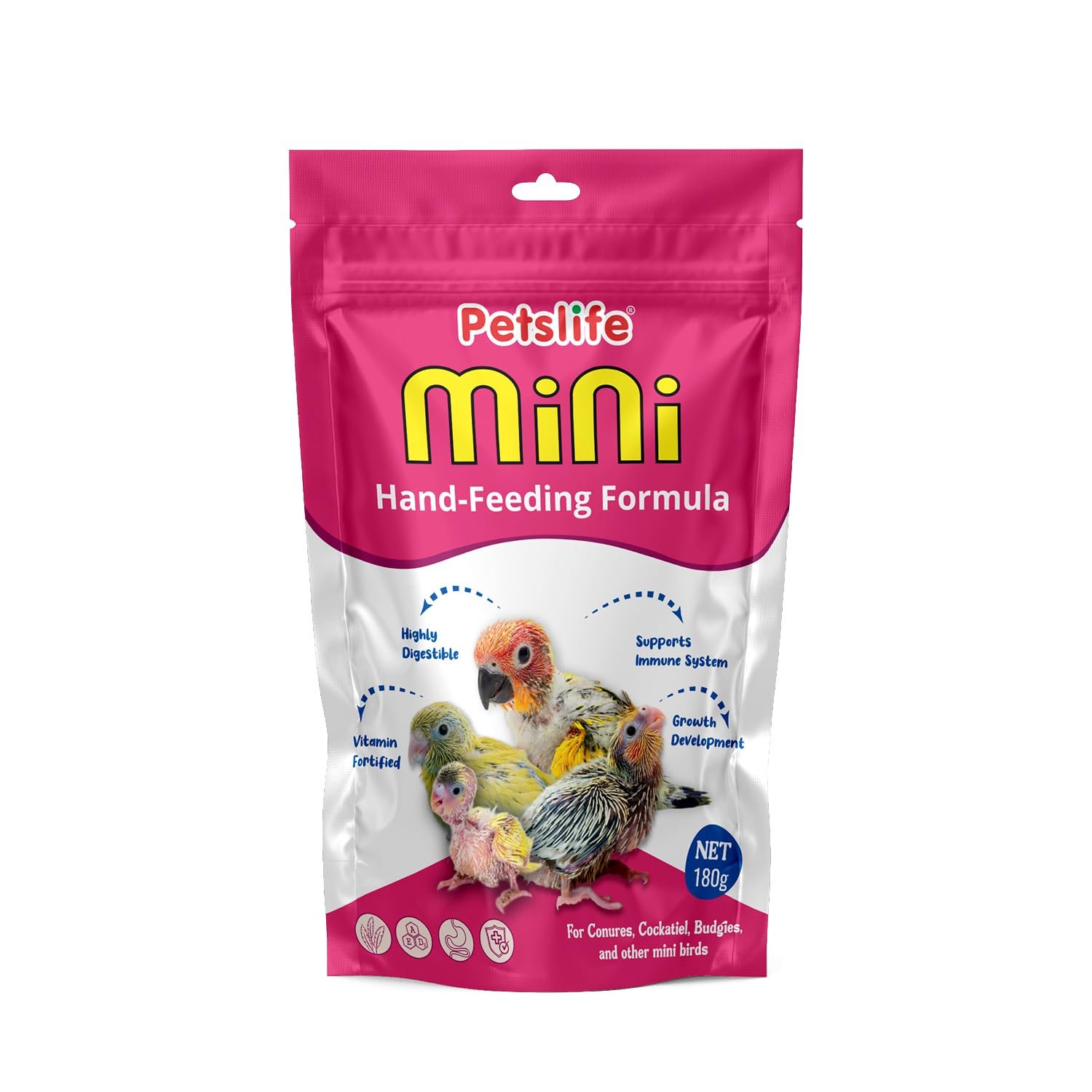 Petslife Mini Hand Feeding Formula for All Baby Birds, 180g | Baby Bird Feeding Formula