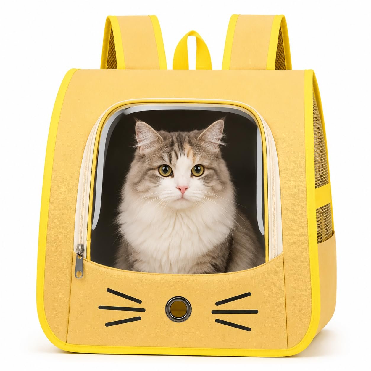PetVogue Foldable Cat Carrier Backpack, Breathable Portable Pet Travel Bag with Transparent Window, Mesh Ventilation, Soft Co