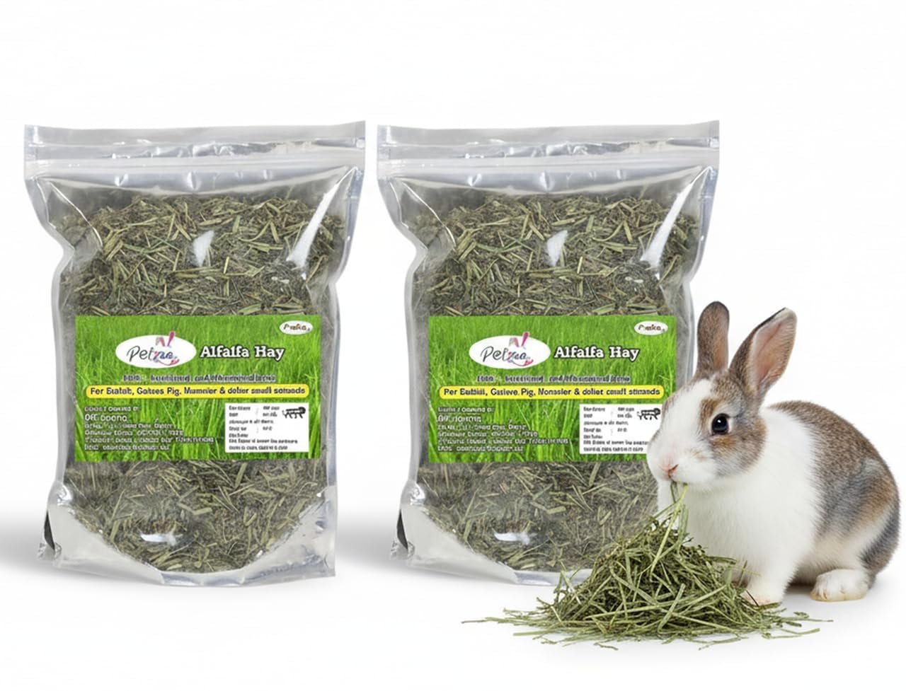 Petzee Alfalfa Hay, Food for Baby and Young Rabbits, Guinea Pig, Hamsters and Other Small Animals (400 GMS, Pack of 2)