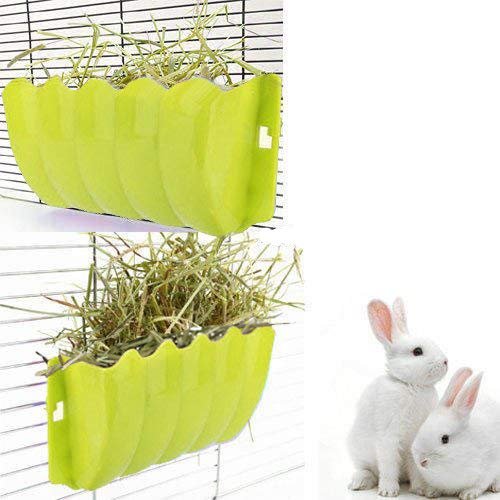 Portable & Cage Attach Hay Rack/Grass Feeder/Holder for Rabbit/Guinea Pig/Ferret (Yellow)