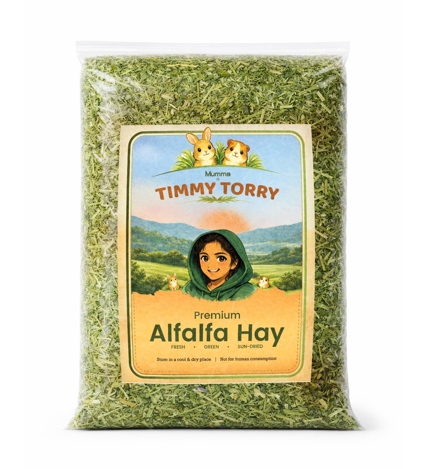 Premium Alfalfa Hay for Rabbits and Guinea Pigs | Small Animal Food | Mumma & Timmy Torry (1 Kg)