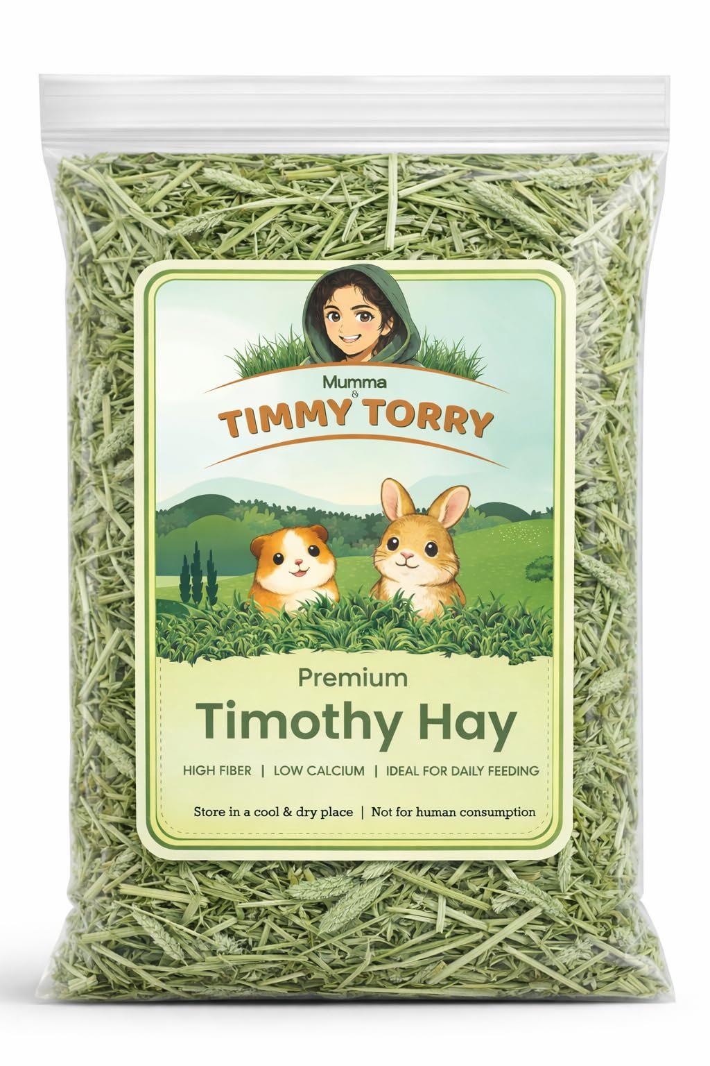 Premium Timothy Hay for Rabbits and Guinea Pigs, High Fibre, Low Calcium, Low Dust, Ideal for Daily Feeding | Mumma & Timmy T