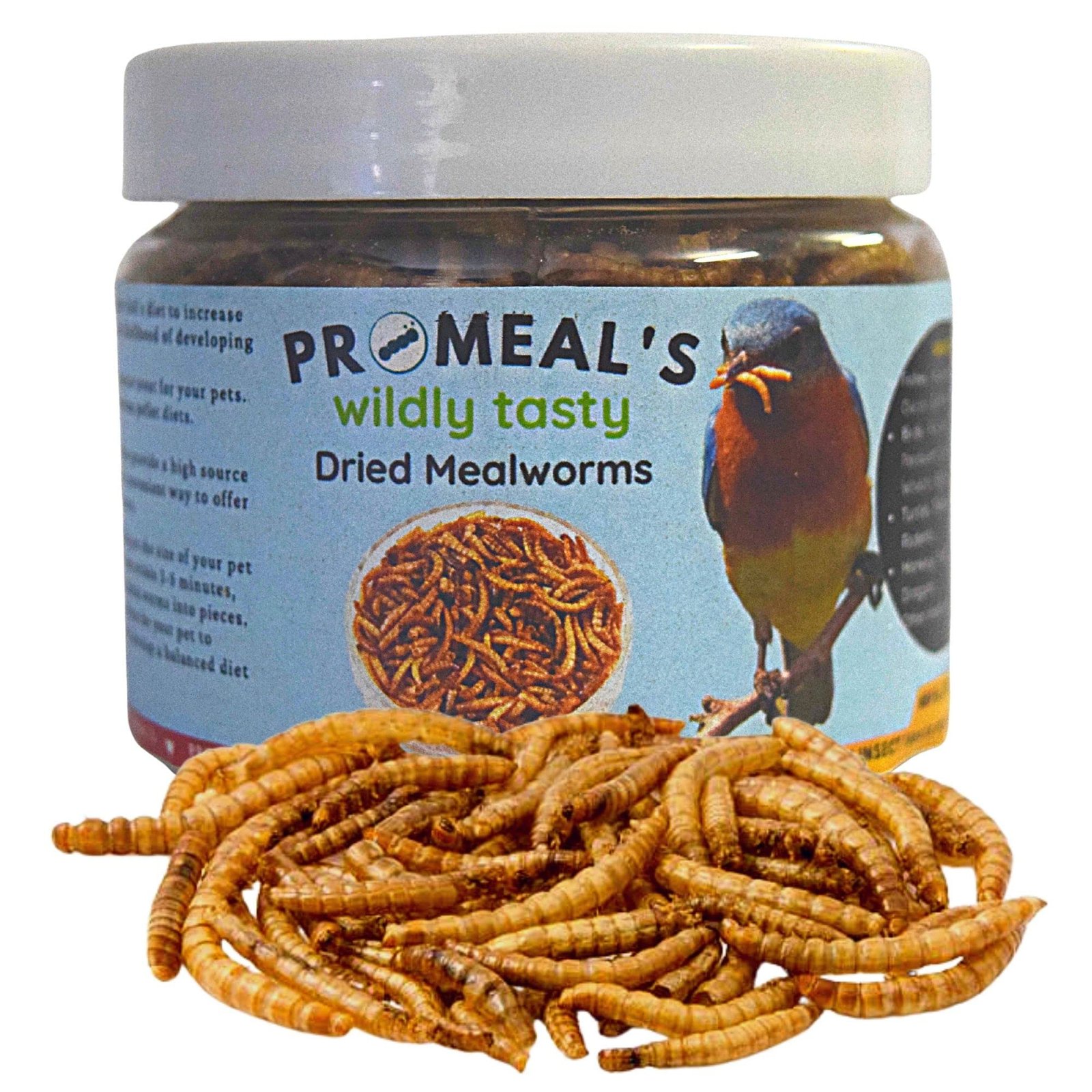 Promeal Dried Mealworms High Protein Treat for Aquarium Fish (Arowana, Flowerhorn), Birds, Reptiles, Monkeys, and Other Pets