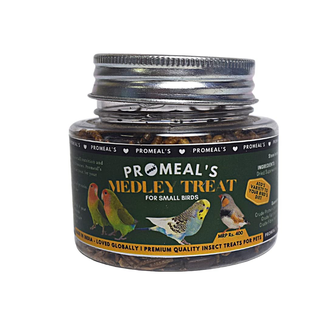 Promeal Medley Flake Insect Mix for Small Birds | Protein-Rich Dried Insects Treat for Parakeets, Finches, Lovebirds & Canari