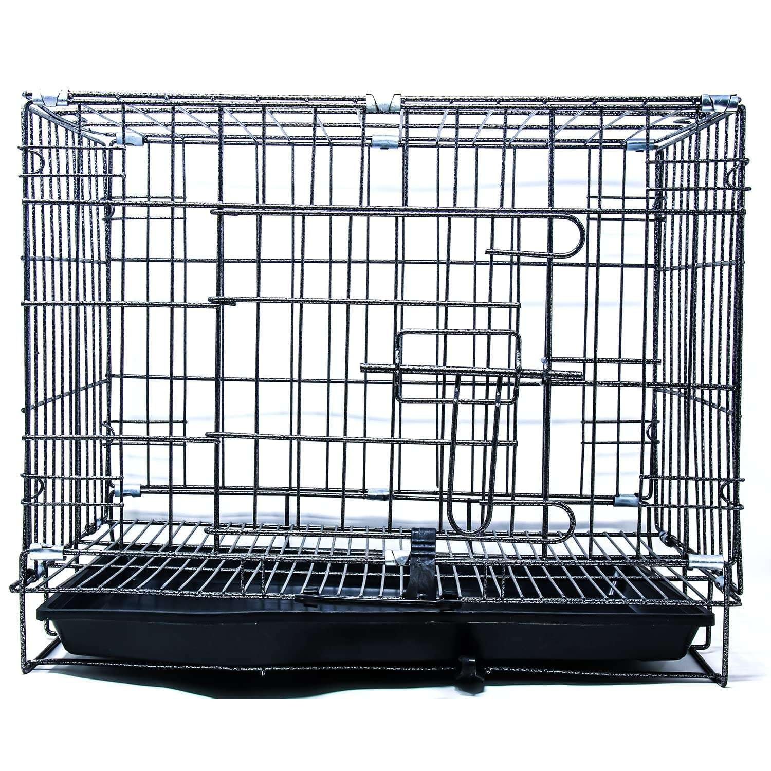 PSK PET MART Black Single Door Folding Metal cage with Removable Tray and paw Protector for Dogs, Cats and Rabbit 18 inch