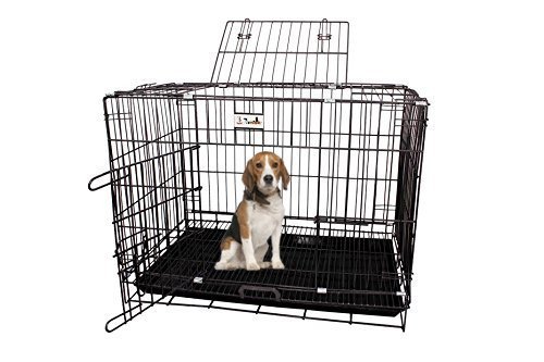 PSK PET MART Metal Cage/Crate/Kennel with Removable Tray for Dogs/Cats, 30 Inch, Black