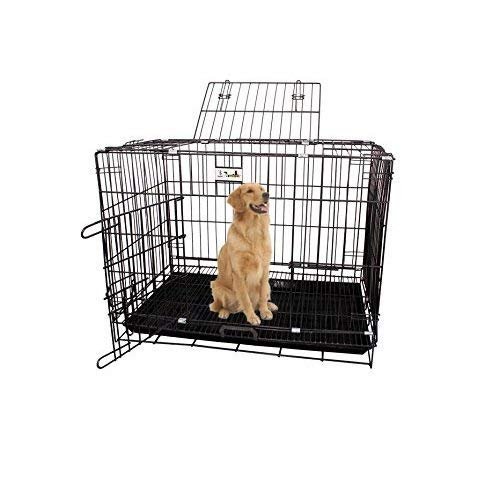 PSK PET MART Metal Silver Black Cage/Crate/Kennel with Removable Tray for Dogs/Cats,/Rabbit 36 Inch (3 Feet)