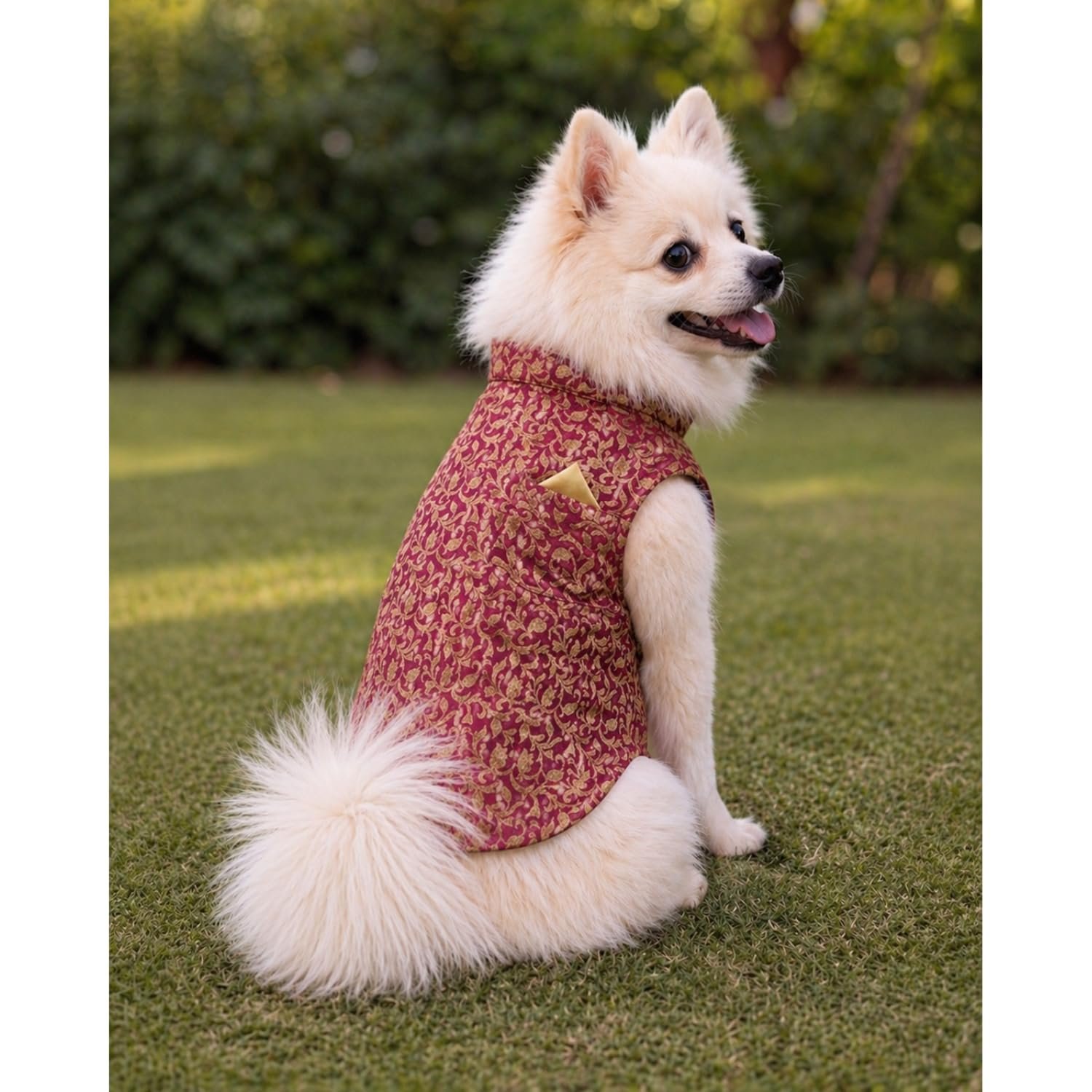 Pupmeo Dog Sherwani Without Sleeves | Traditional Indian Wedding Dress for Dogs | Ethnic for Dogs | Comfortable Sleeveless Pe