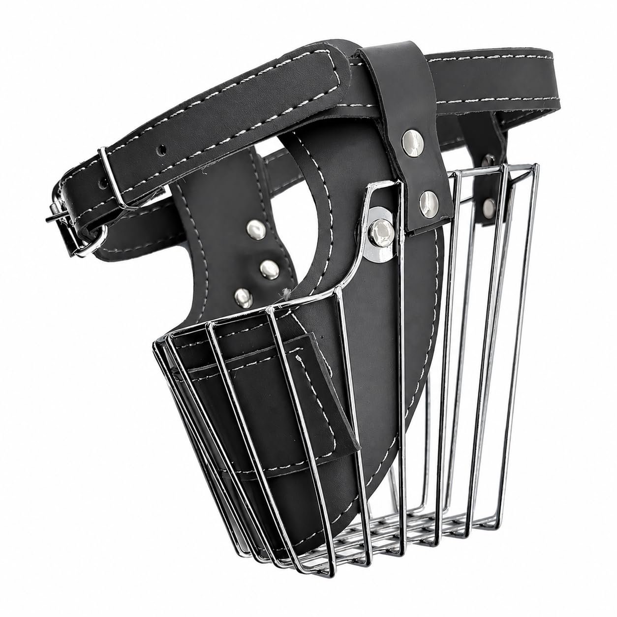Pups&Pets Dog Metal Wire Mouth Cover | Safety Lightweight mask with Adjustable Strap | Durable Anti-bite Muzzle for Pets and