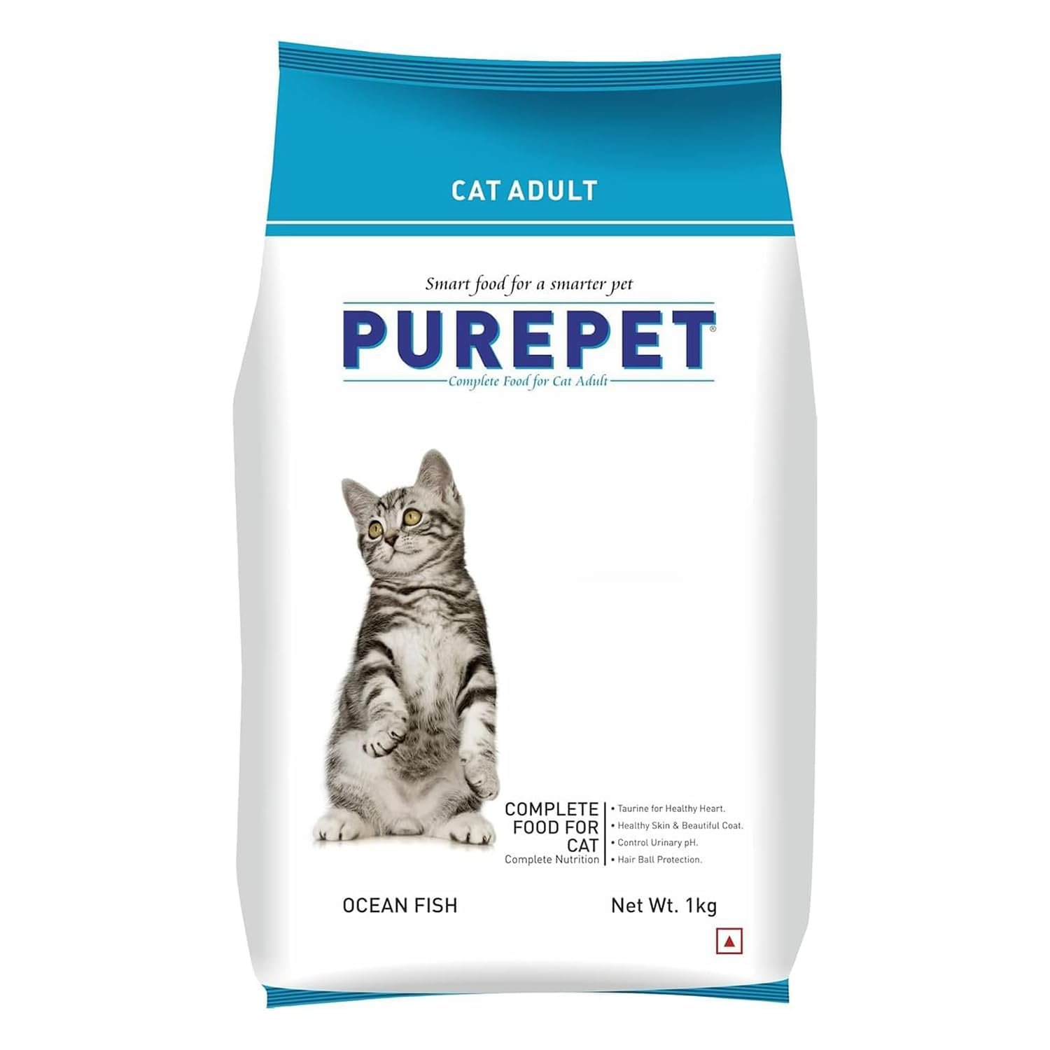 Purepet Adult Dry Cat Food 1kg | Ocean Fish Flavour | Hairball Protection | Heart Care with Taurine | Skin & Coat Health