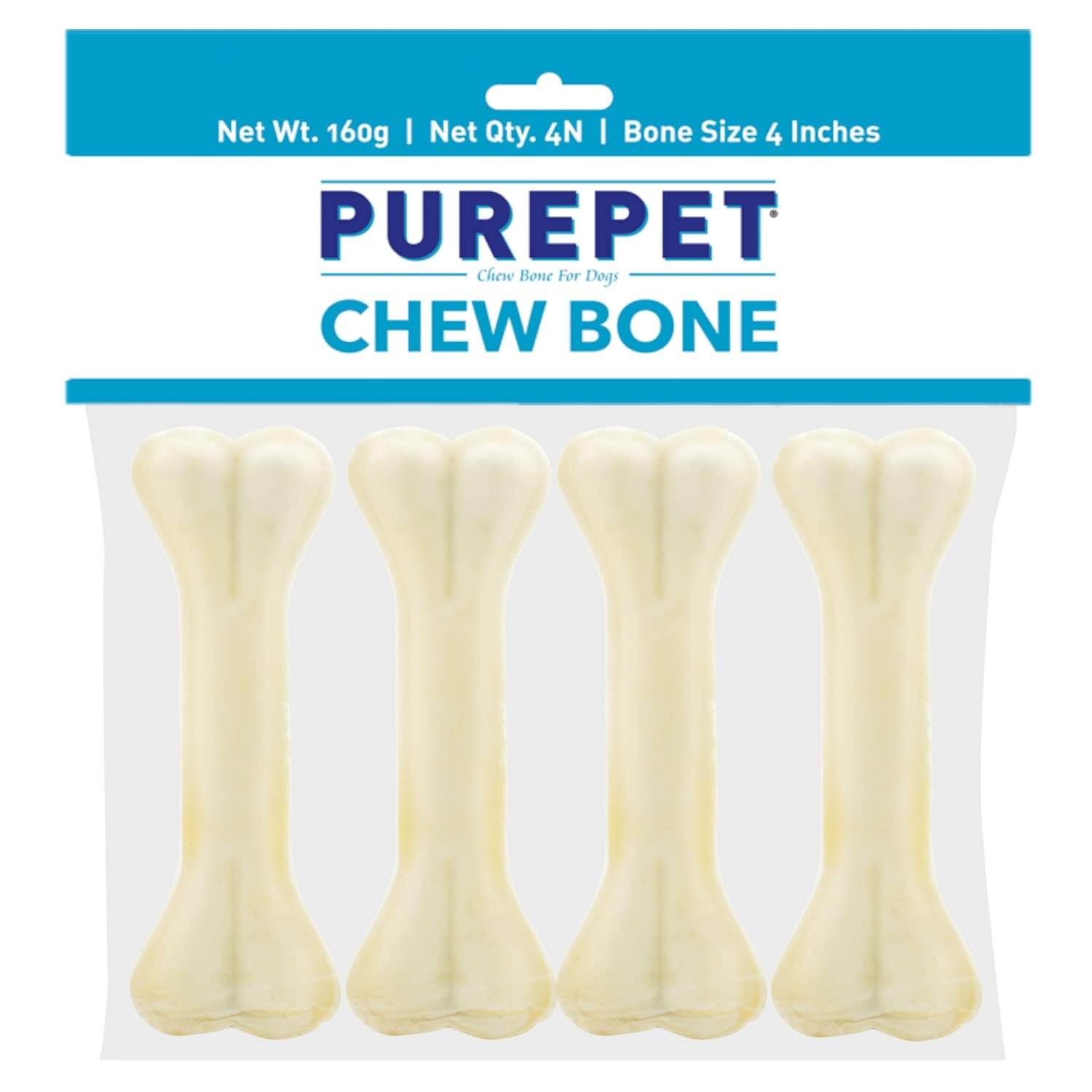 Purepet Dog Treat Chew Bones 10.6Cm 10g Pack of 4 Pieces Bones | Active Behaviour | Oral Health |Training and Behaviour | Hel