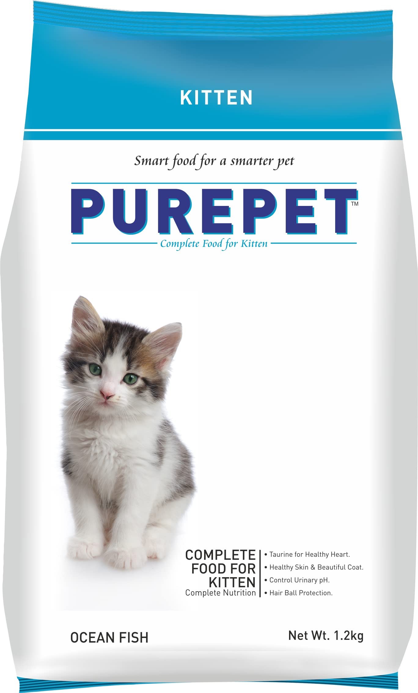 Purepet Kitten Dry Cat Food 1.2kg | Ocean Fish Flavour | Supports Active Behaviour | Hairball Control | Urinary Tract Health