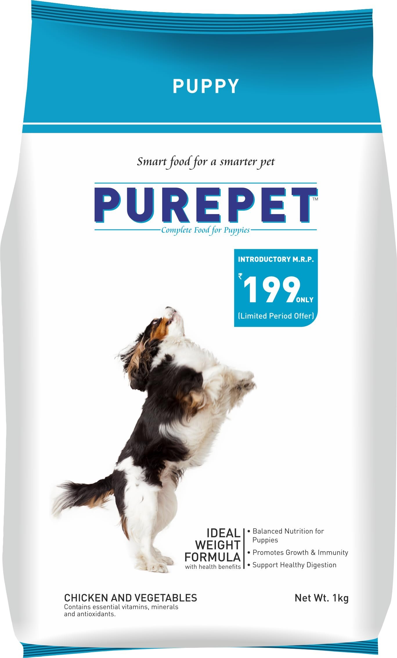 Purepet Puppy Dry Dog Food 1kg | Chicken & Vegetable Flavour | Promotes Health & Vitality | Immune Support | Healthy Digestio