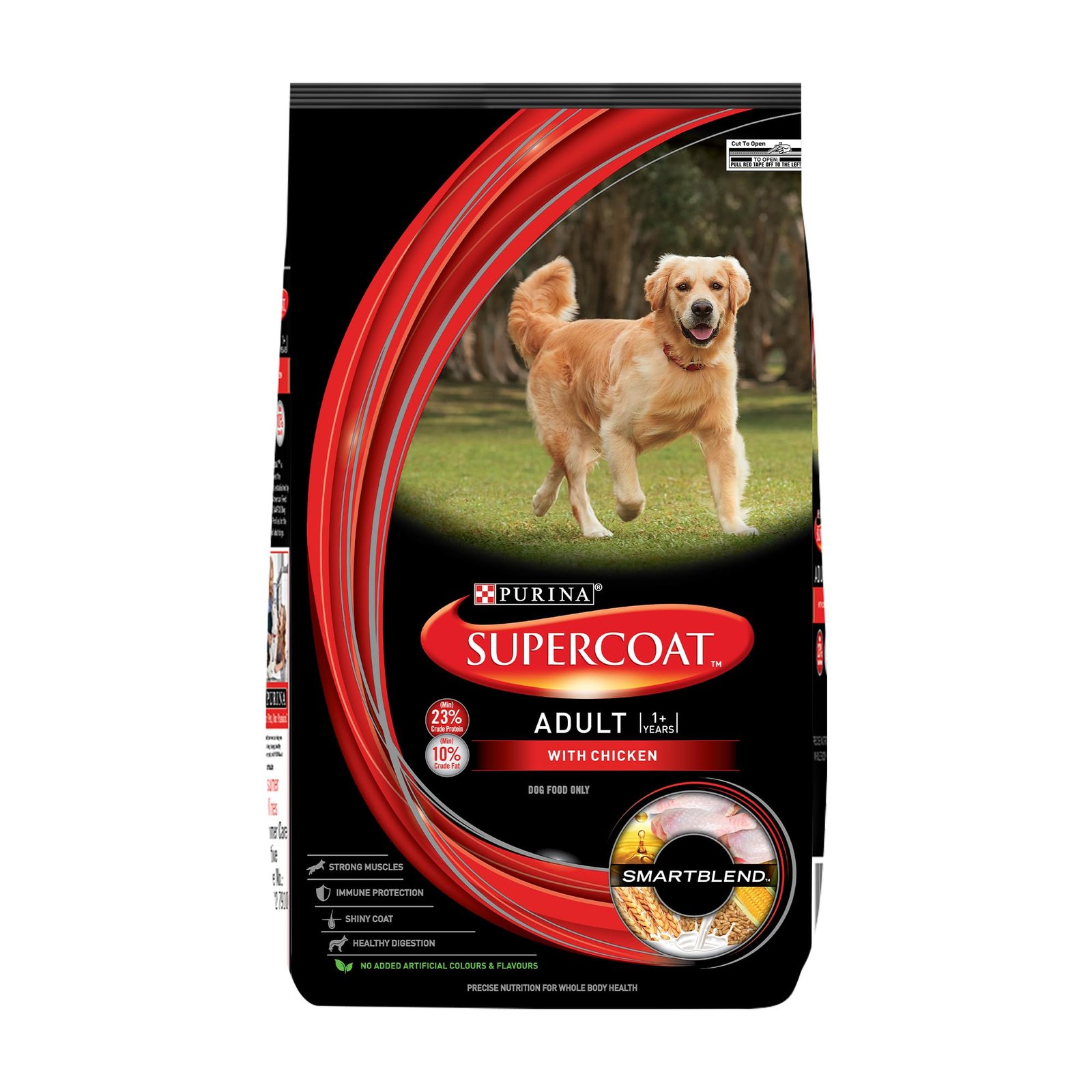 PURINA SUPERCOAT Adult Dry Dog Food, Chicken- 10Kg Pack | With Chicken, Protein Rich, 100% Complete & Balanced Nutrition, Ome