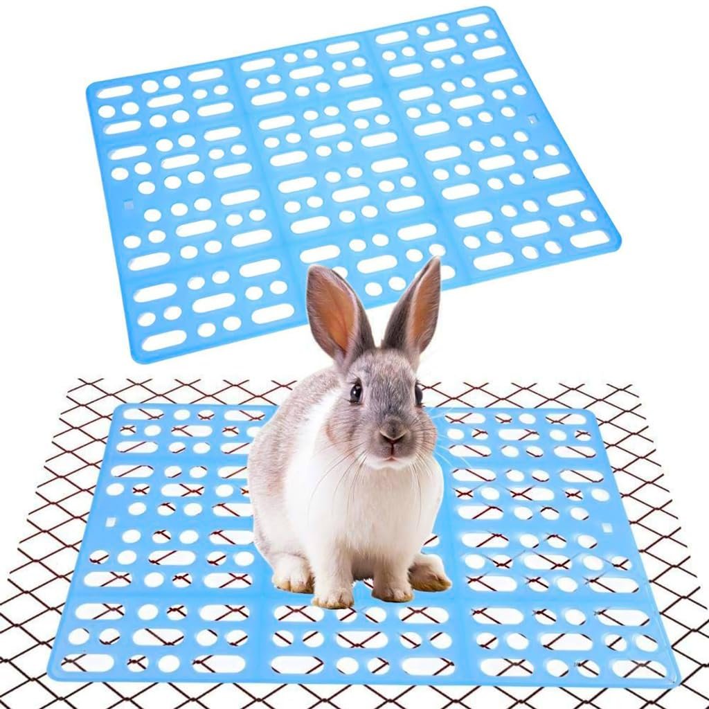 Qpets® 2Pcs Rabbit Cage Mat Hollow Mat For Rabbit Cage 9.8 By 13.5 Inches,Small Pet Plastic With 8Pcs Fixed Clip,Dry For Guin