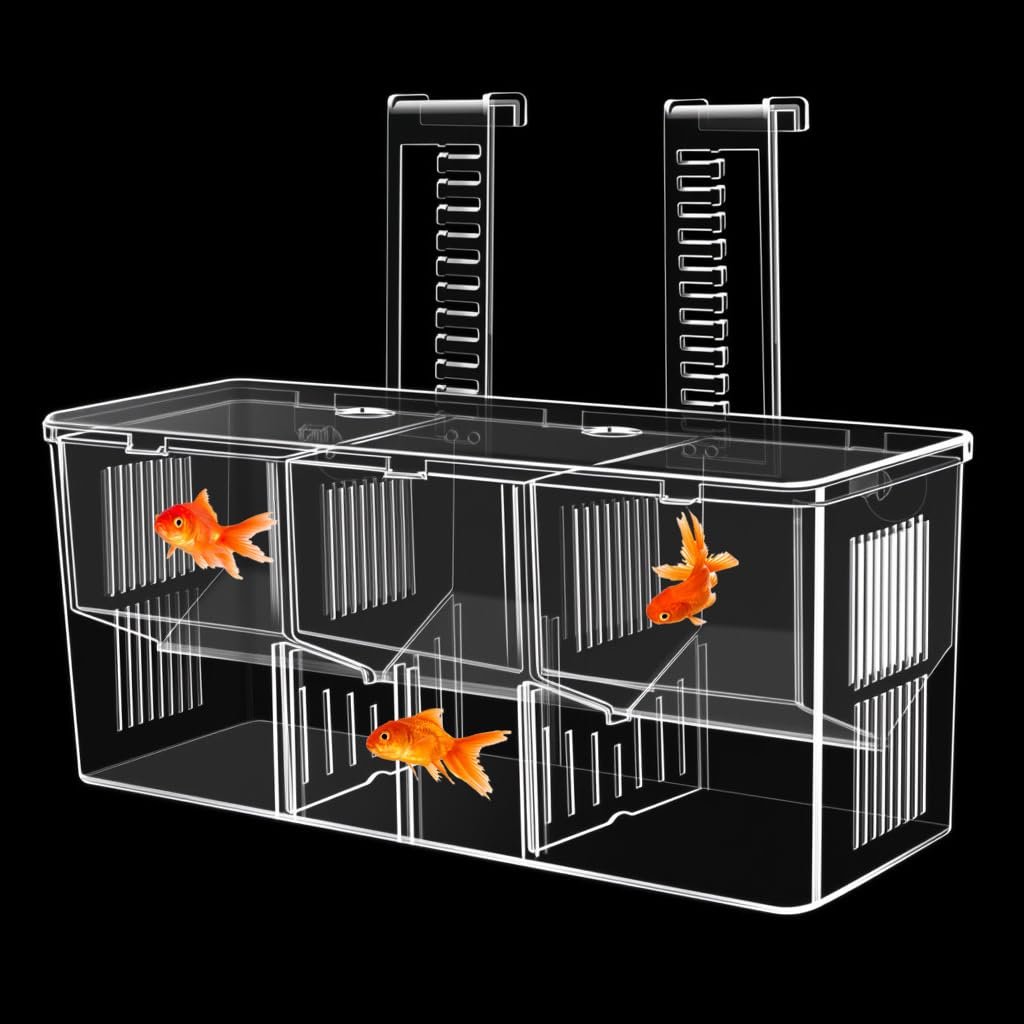 Qpets® Aquarium Fish Breeding Box, Double Layer in-Tank Floating Breeding Box with Suction Cups, Clear Acrylic Quarantine Fis