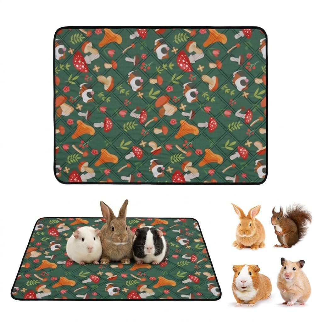 Qpets® Cage Liner Mat 61 × 45 cm, Washable Reusable Cage Liner for Rabbits, Guinea Pigs & Hamsters, Absorbent Leakproof Cage