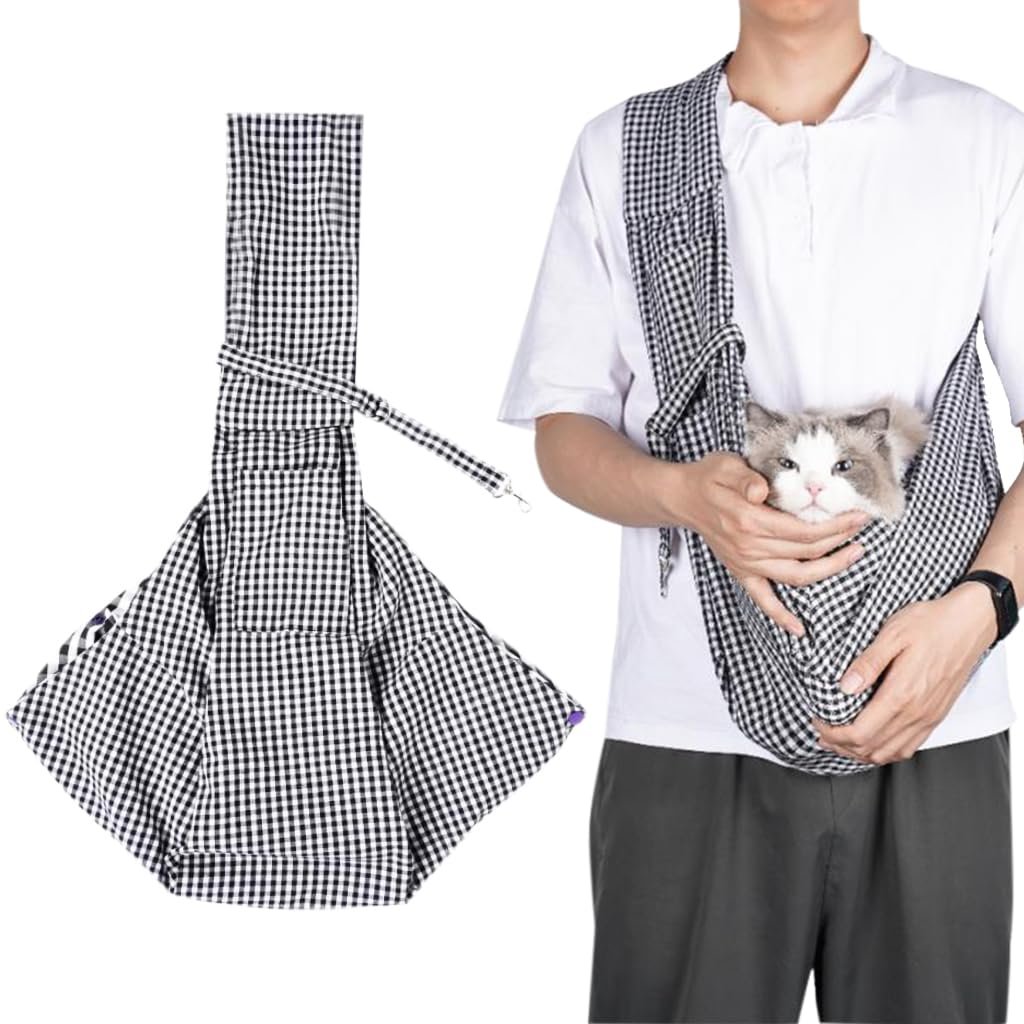 Qpets Cat Dog Sling Carrier Bag, Foldable Backpack, Adjustable Strap, Up to | Hands-Free Carrying, Breathable Comfort Reduces