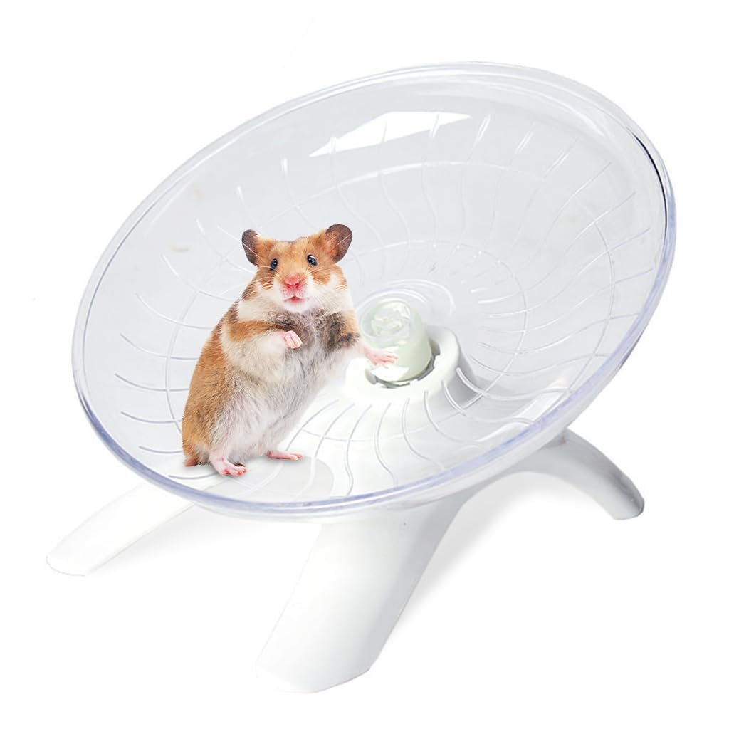 Qpets® Hamster Wheel with Anti-Slip Stand, 18 cm Diameter for Small Pets | Low Noise Running, Saucer Style, Daily Exercise fo