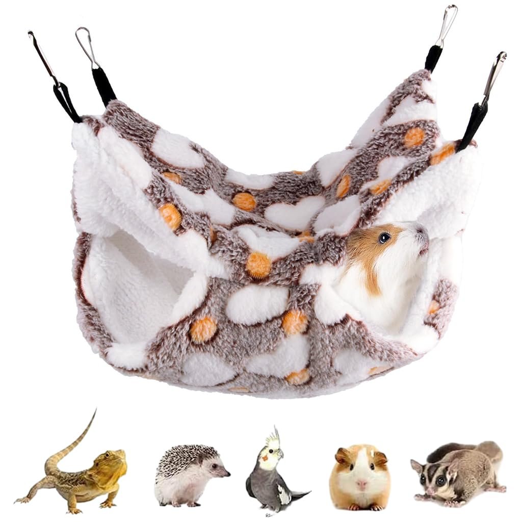 Qpets Plush Hanging Hammock Bed for Guinea Pigs and Hamsters L Multicolor | Cozy Resting Spot, Helps Keep Pets Off Cage Floor