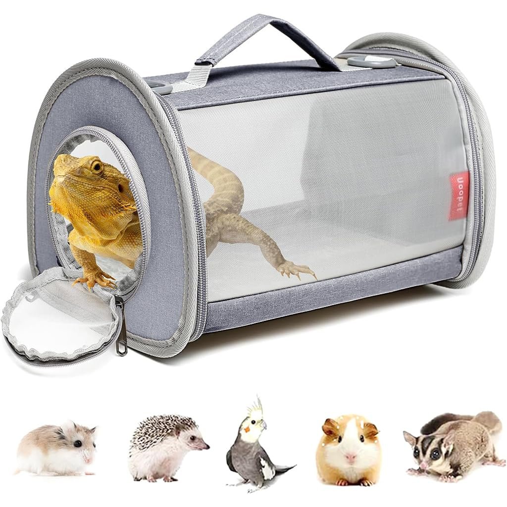 Qpets® Portable Carrier Case for Small Animal Travel Carrier Bag for Guinea Pig Breathable Carrier Cage with Handle Travel Ca