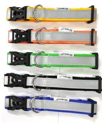 R RexaltReflective Dog Collar 1 inch for Street Dogs | Durable in All Weather, Adjustable, Soft and Easy to Put on Dogs| Pack