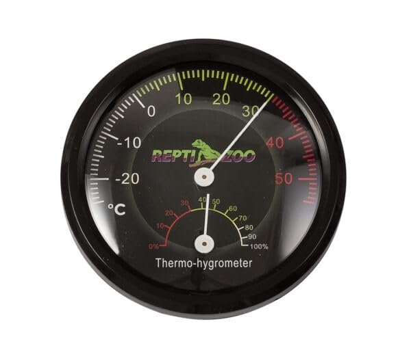 REPTI ZOO Reptile Terrarium Thermometer Hygrometer Dual Gauge | Analog Temperature & Humidity Monitor for Vivariums and Brood