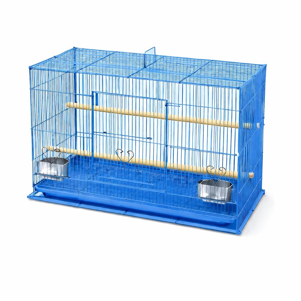 rizopets Bird Cage, Crate For Rabbit, Parrots And Small Pets With Sliding Tray, 2 Feeding Cup & 2 Perch With Secure Lock (2 F
