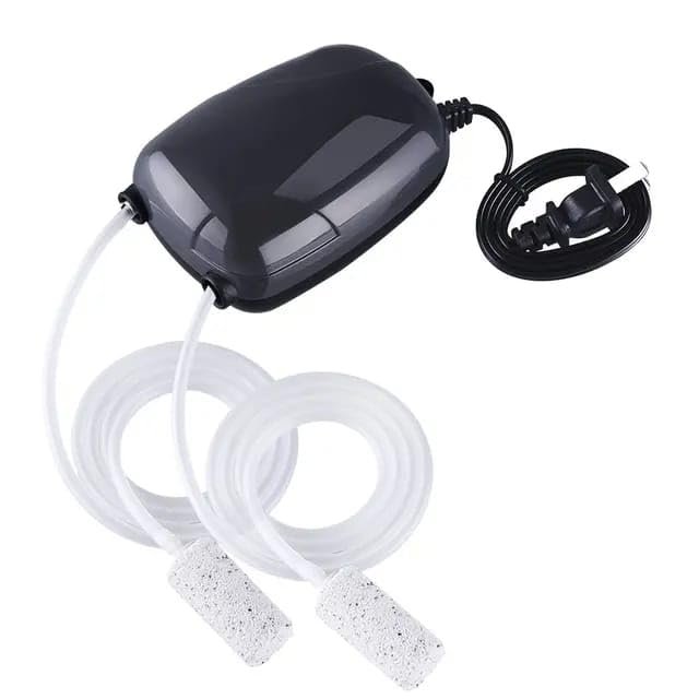 Rizopets Super Silent Fish Tank Oxygen Pump with 2 Air Stones & Pipe, Quiet Aquarium Bubbler Aerator (Double Outlet)