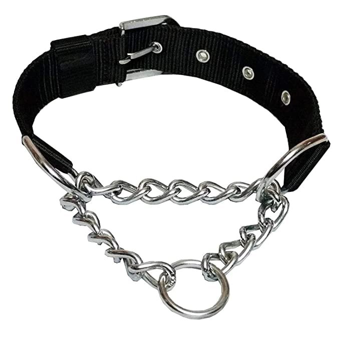 RvPaws Dog Choke Pet Nylon Half Chain Collar Adjustable Collar and Strong Reflective Nylon Padded, Safety Metal Chain for Dog