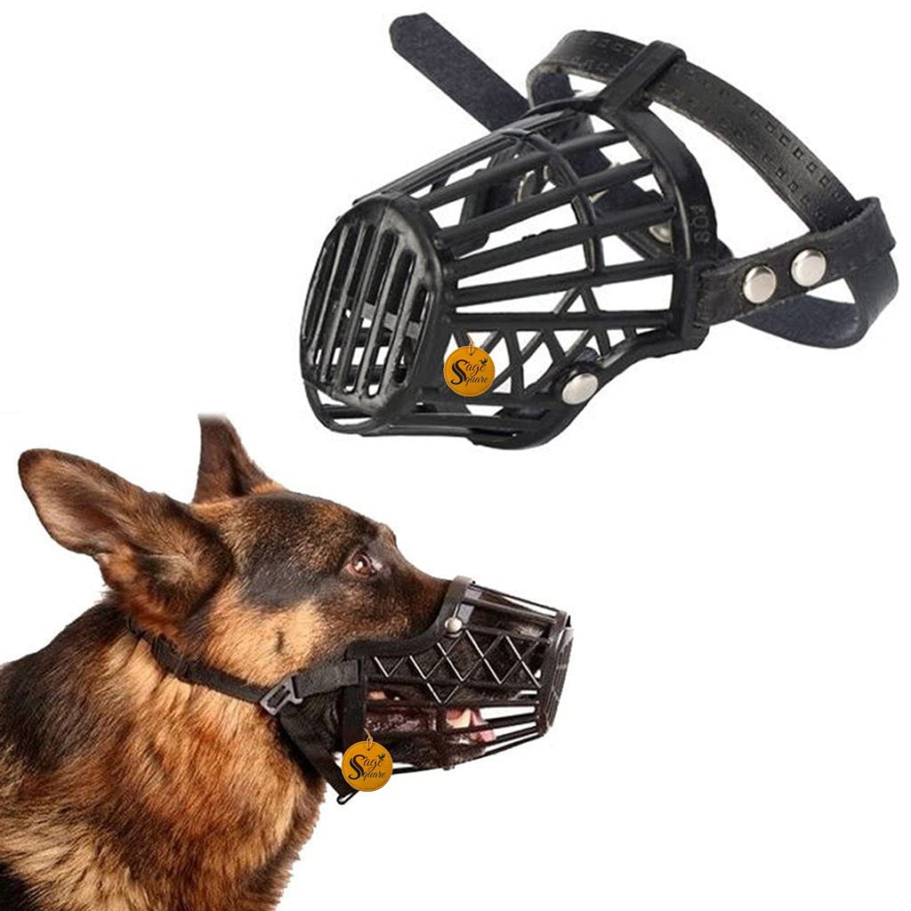 Sage Square Adjustable Strap Muzzle - Ensure Pet Safety & Comfort, Prevent Biting - Perfect for Medium-Sized Dogs, Ideal for