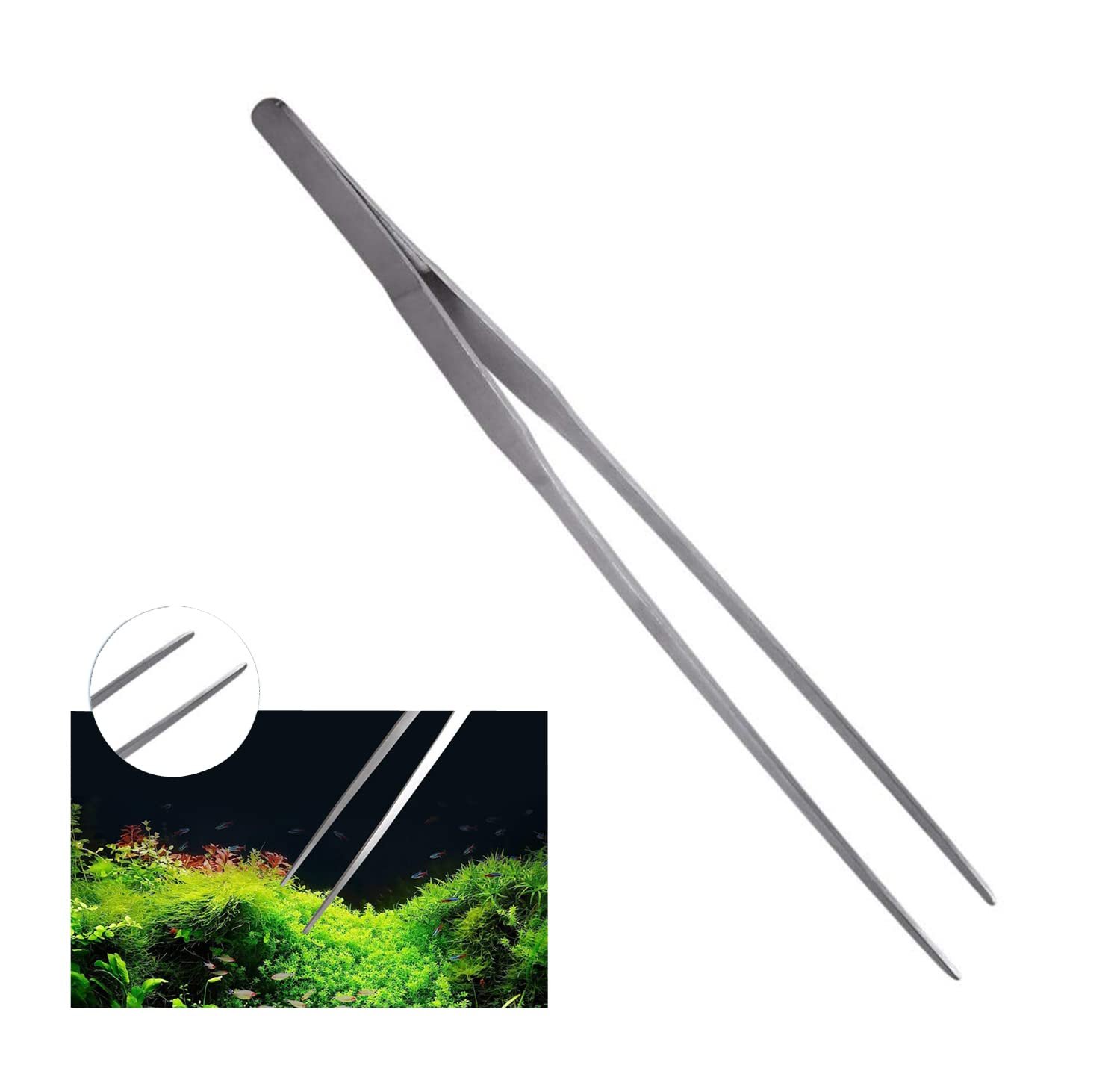 Sage Square Aquarium Straight Tweezer, Stainless Steel, Aquascape Tools, Feeding Tongs, Rust-Resistant, Corrosion-Resistant,
