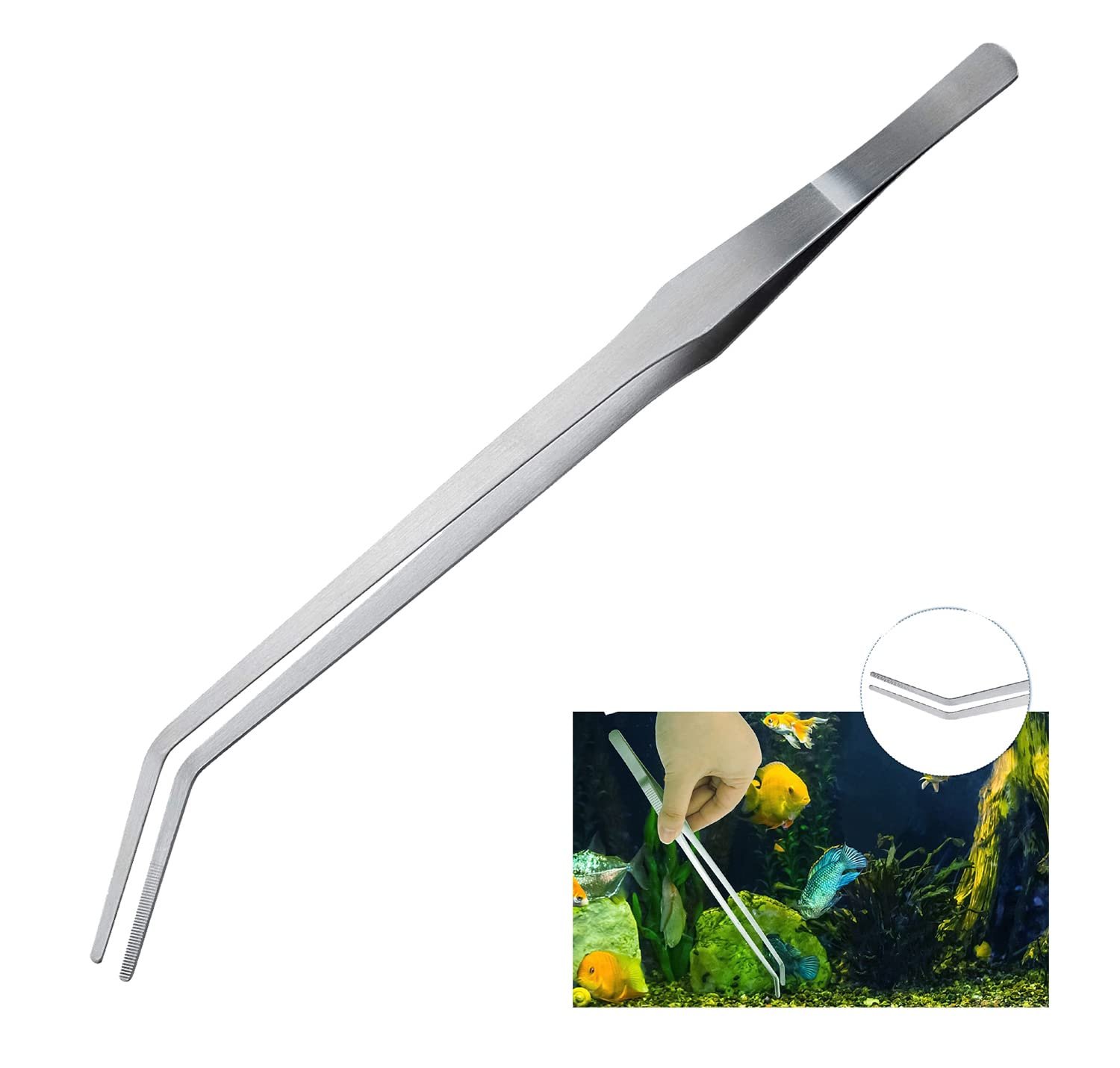 Sage Square Aquarium Straight Tweezer, Sturdy, Flexible Enough, Comfortable and Easy, Anti-Slip Straight Handle, Steel, Suita