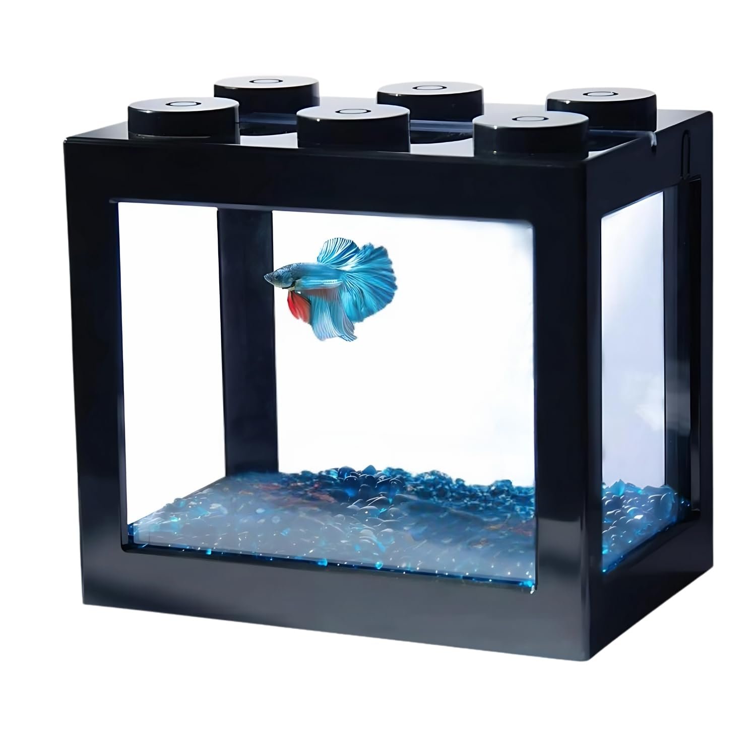 Sage Square Betta Fish Tank – Perfect for Small Spaces, Sturdy, Stylish Design for Beginners & Experienced Fish Keepers, Easy