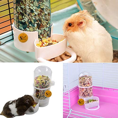 Sage Square Bottle Shaped Cage Attachment Food Cum Water Feeder Bowl for Pet Hamster/Dwarf/Gerbil/Chinchilla/Mice (400 ml)