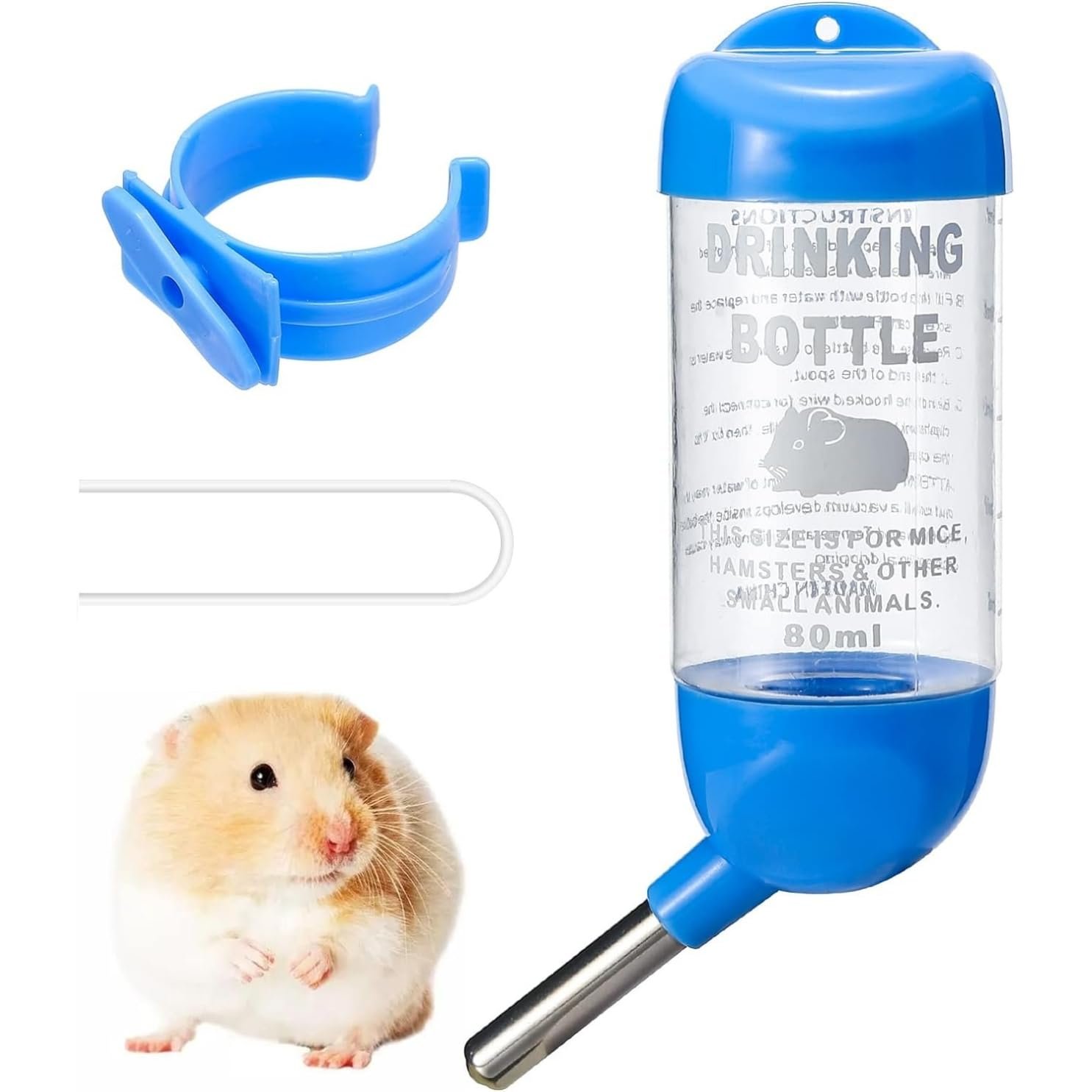Sage Square Hamster Bottle 80ml, Leak-Proof Water Dispenser for Small Pets, Pet Hydration Solution, Leak-Proof Bottle, Small