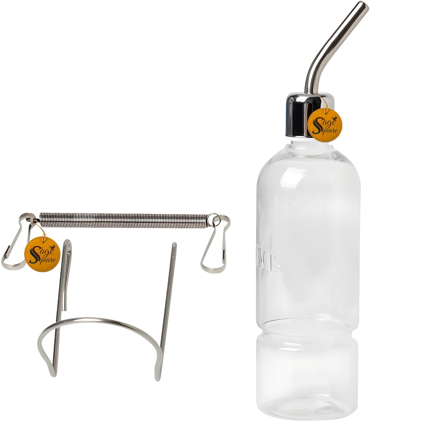 Sage Square Hamster Transparent Water Bottle – Leak-Proof Drinking Dispenser for Hamsters, Mice, Gerbils| BPA-Free Plastic wi