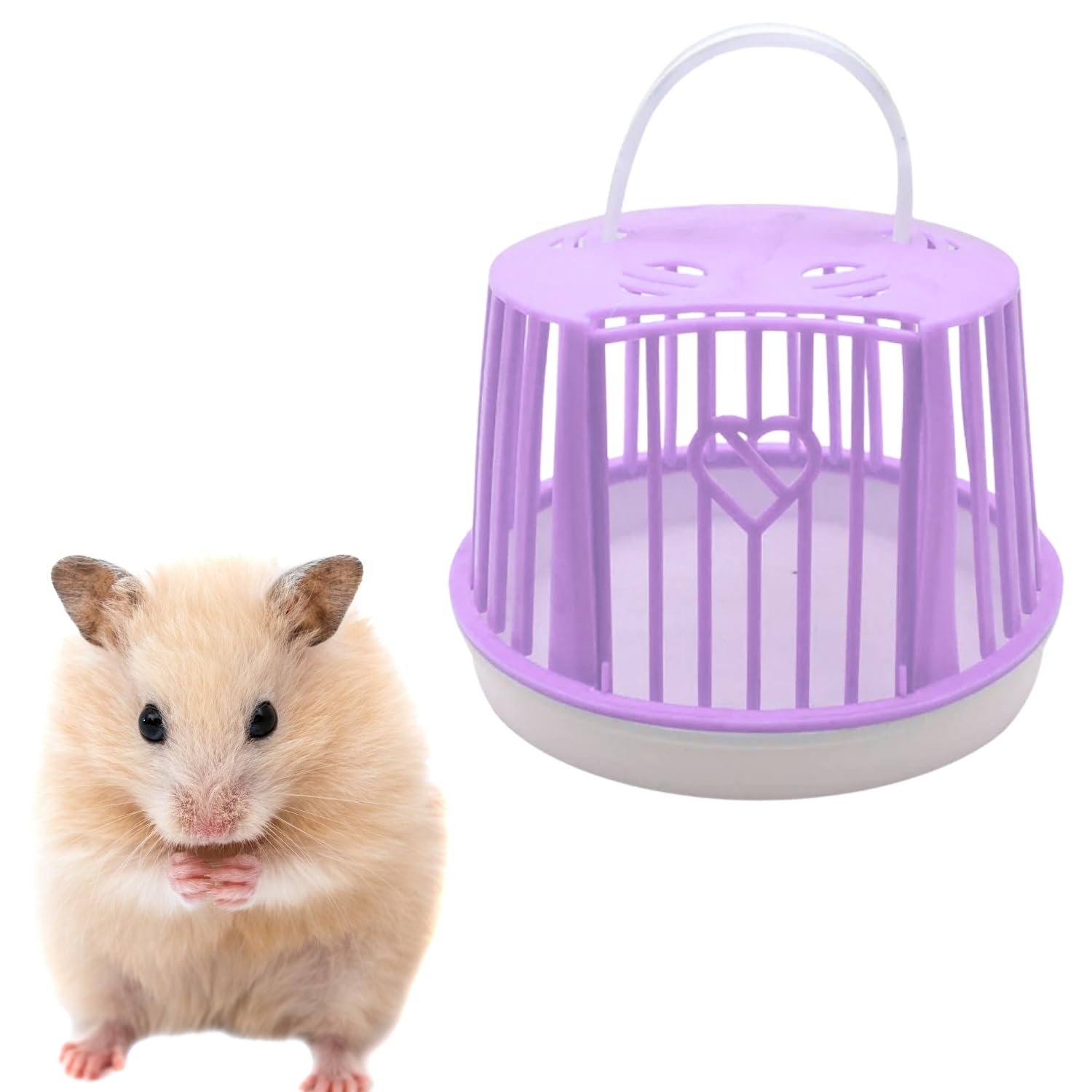 Sage Square Hamster Travel Round Basket – Lightweight Portable Cage with Secure Lid, Ventilated Design for Fresh Air, Durable