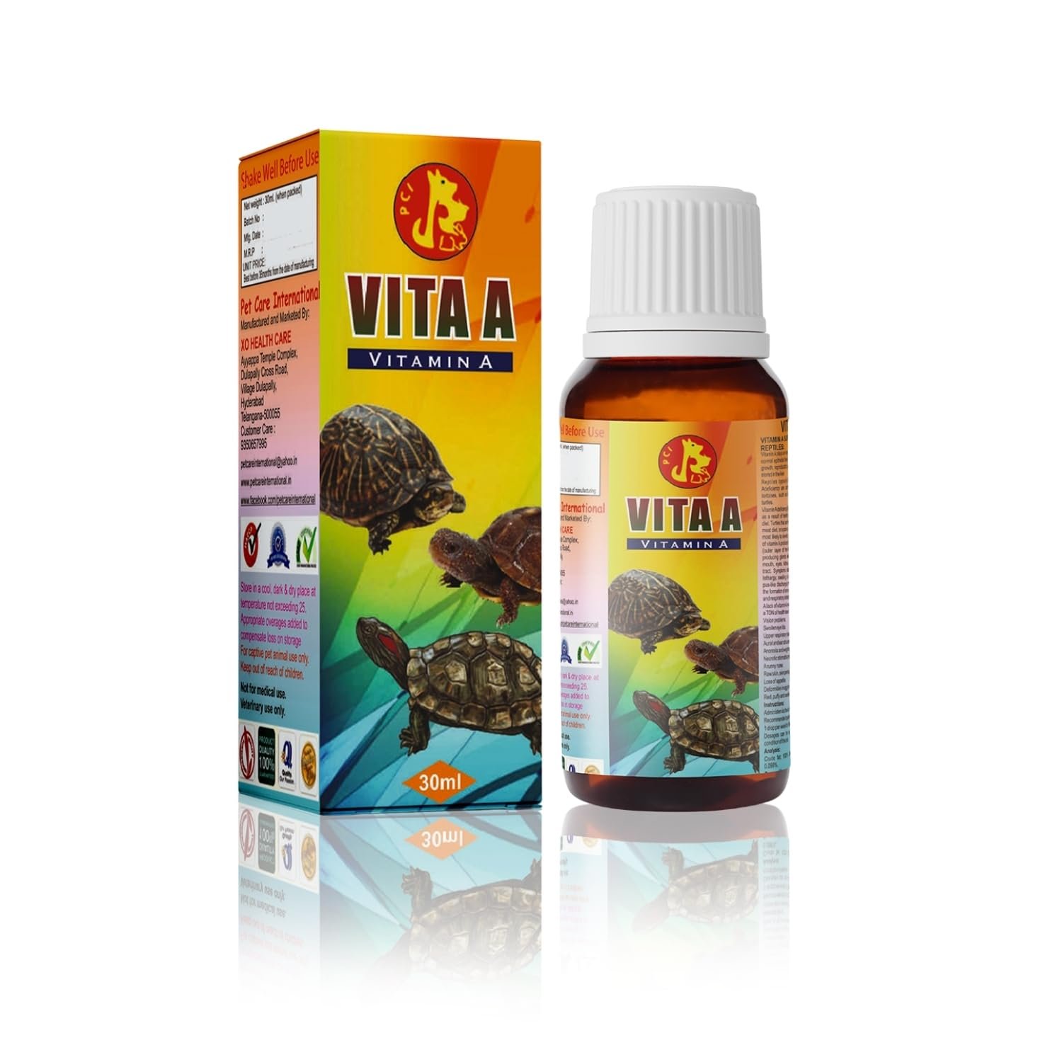 Sage Square Pet Care Vita A (30ml) | Essential Vitamin A Supplement for Turtle Eye Health, Immunity | Supports Clear Vision,