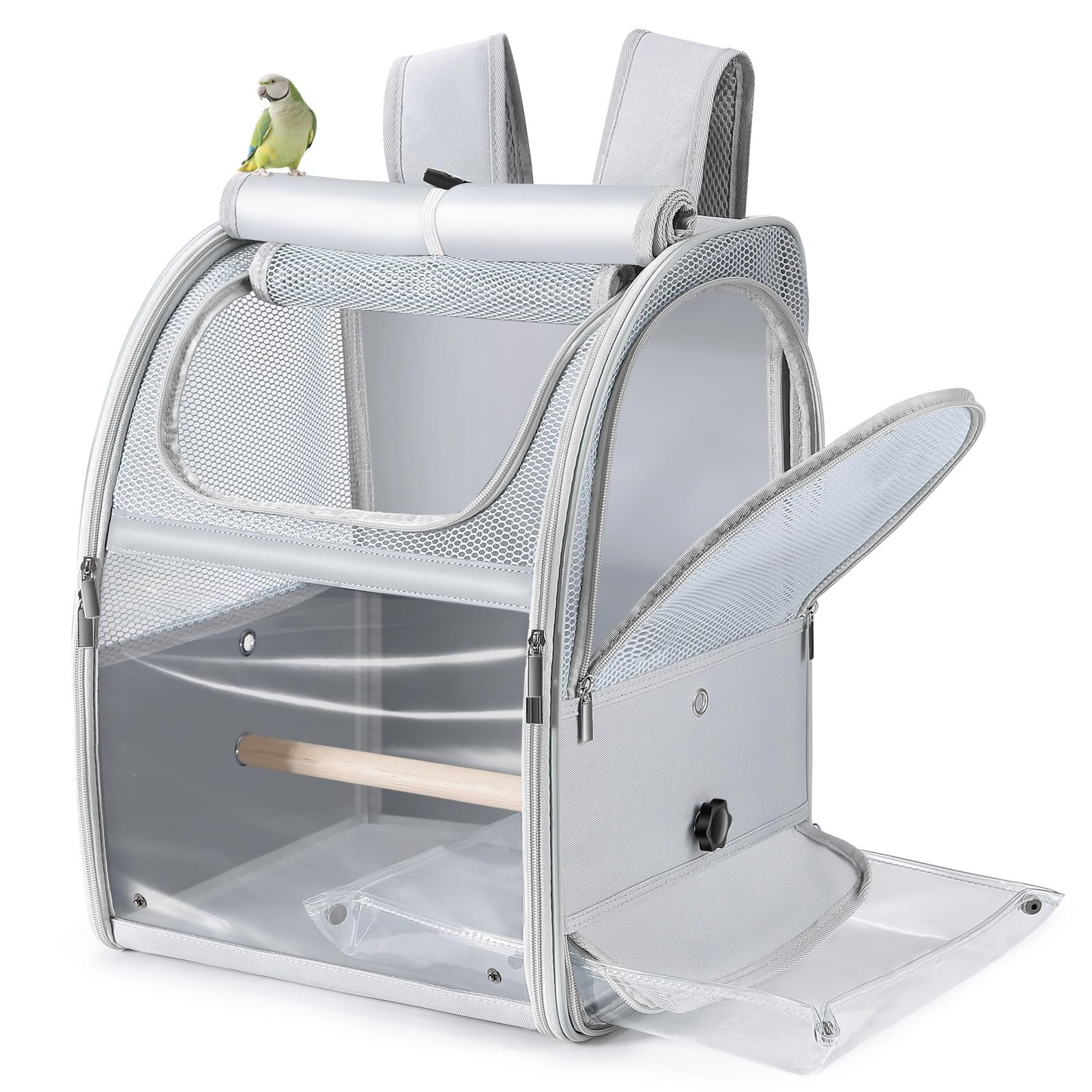 Sanmoncare Bird Carrier Backpack, Water Repellent Fabric Cockatiel Travel Bag with Stand, Lightweight and Portable Travel Cag